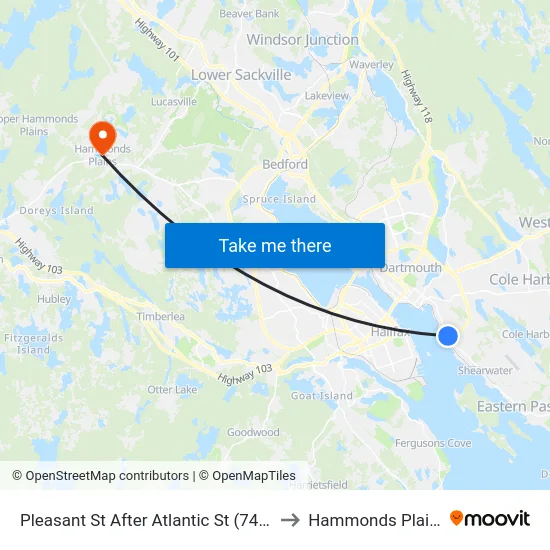 Pleasant St After Atlantic St (7466) to Hammonds Plains map
