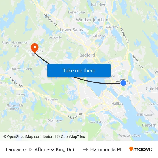 Lancaster Dr After Sea King Dr (2323) to Hammonds Plains map