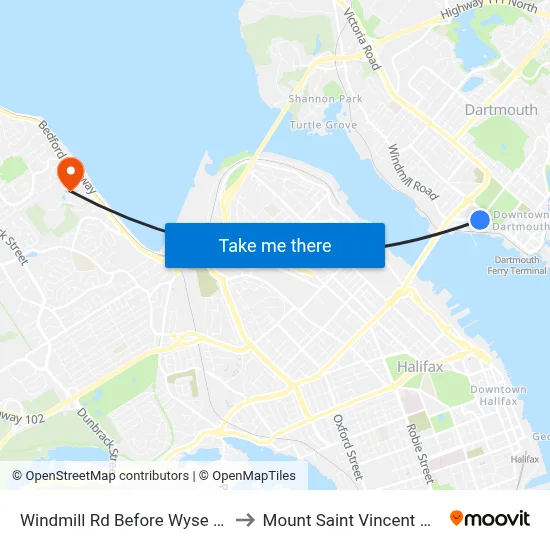 Windmill Rd Before Wyse Rd (7196) to Mount Saint Vincent University map