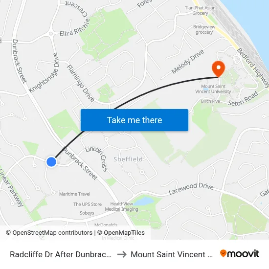 Radcliffe Dr After Dunbrack St (6657) to Mount Saint Vincent University map