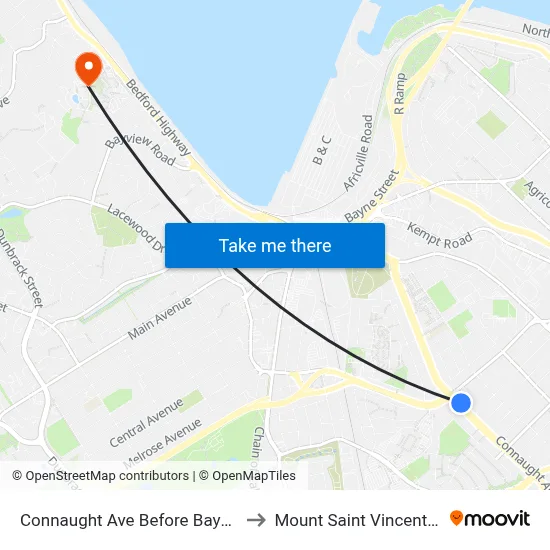 Connaught Ave Before Bayers Rd (2389) to Mount Saint Vincent University map