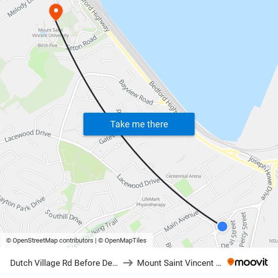 Dutch Village Rd Before Deal St (6615) to Mount Saint Vincent University map
