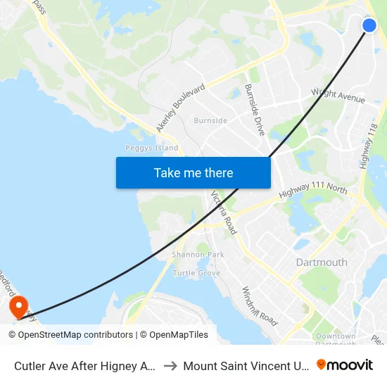 Cutler Ave After Higney Ave (2282) to Mount Saint Vincent University map