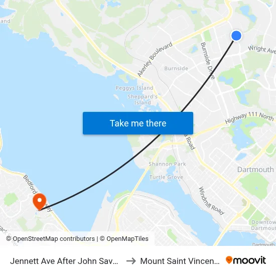 Jennett Ave After John Savage Ave (2288) to Mount Saint Vincent University map