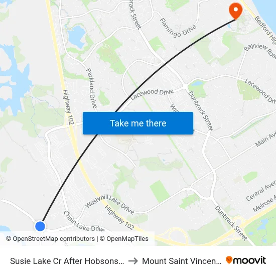 Susie Lake Cr After Hobsons Lake Dr (2311) to Mount Saint Vincent University map