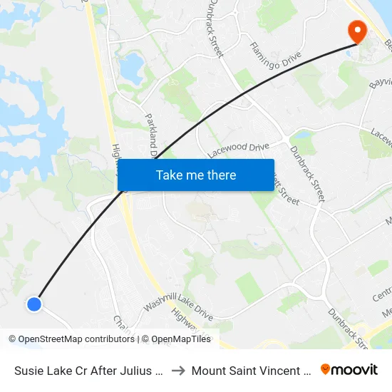 Susie Lake Cr After Julius Blvd (2319) to Mount Saint Vincent University map