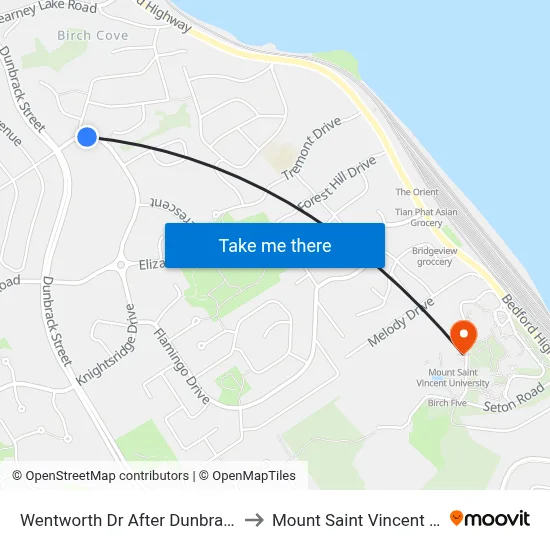 Wentworth Dr After Dunbrack St (2001) to Mount Saint Vincent University map