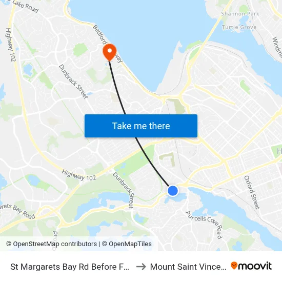 St Margarets Bay Rd Before Fairmount Rd (6159) to Mount Saint Vincent University map