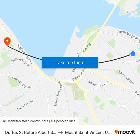 Duffus St Before Albert St (6586) to Mount Saint Vincent University map