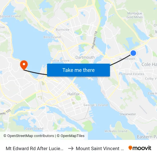Mt Edward Rd After Lucien Dr (7266) to Mount Saint Vincent University map