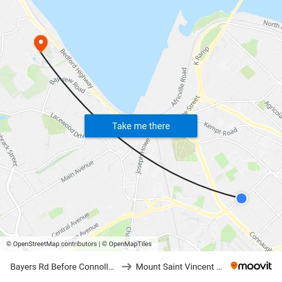 Bayers Rd Before Connolly St (6201) to Mount Saint Vincent University map