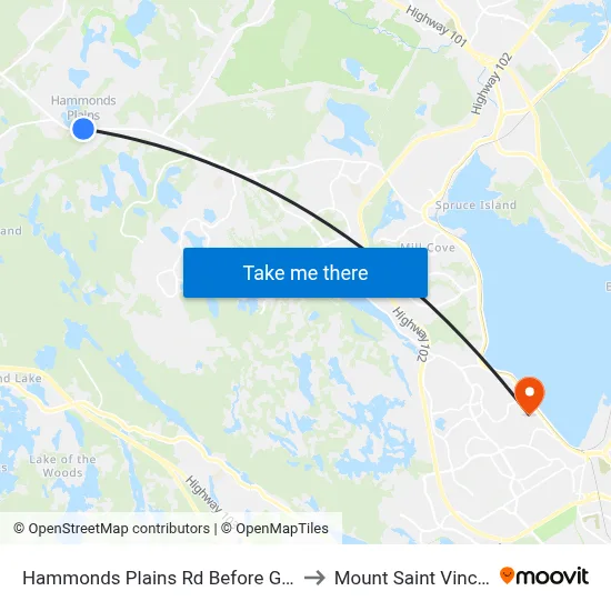 Hammonds Plains Rd Before Glen Arbour Way (6808) to Mount Saint Vincent University map