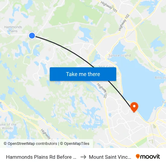 Hammonds Plains Rd Before Lucasville Rd (6807) to Mount Saint Vincent University map