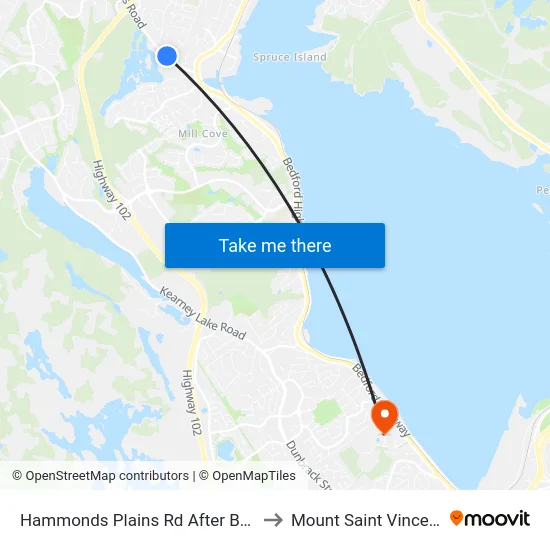 Hammonds Plains Rd After Basinview Dr (6804) to Mount Saint Vincent University map