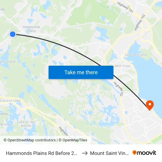 Hammonds Plains Rd Before 2nd Yankeetown Rd (6801) to Mount Saint Vincent University map