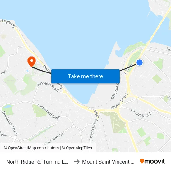 North Ridge Rd Turning Loop (8165) to Mount Saint Vincent University map