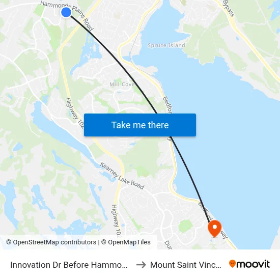Innovation Dr Before Hammonds Plains Rd (6971) to Mount Saint Vincent University map