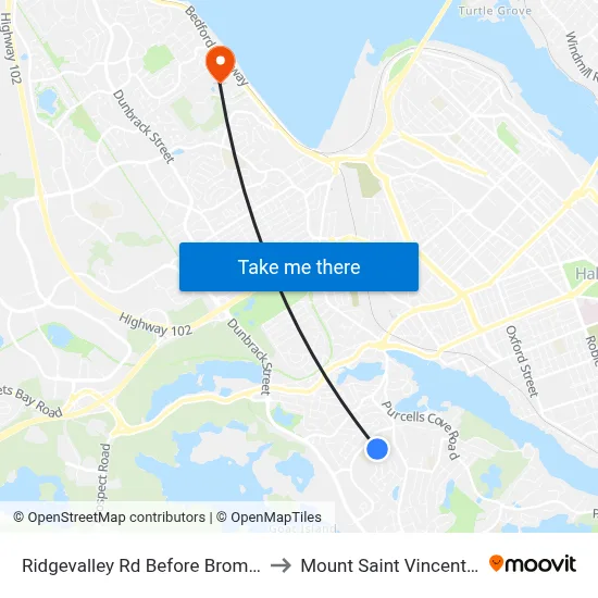 Ridgevalley Rd Before Bromley Rd (8168) to Mount Saint Vincent University map
