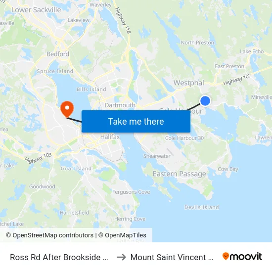 Ross Rd After Brookside Ave (8762) to Mount Saint Vincent University map