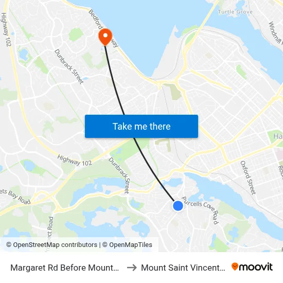 Margaret Rd Before Mountain Rd (7182) to Mount Saint Vincent University map