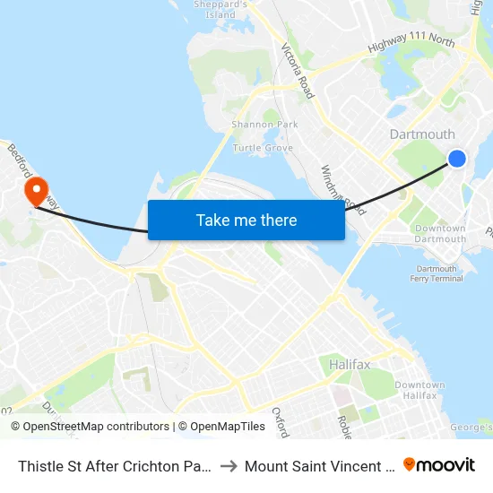 Thistle St After Crichton Park Rd (8384) to Mount Saint Vincent University map