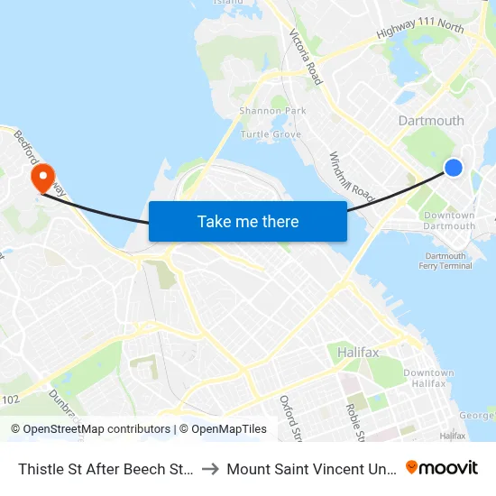 Thistle St After Beech St (8383) to Mount Saint Vincent University map