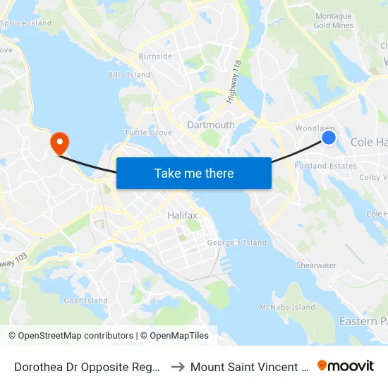 Dorothea Dr Opposite Regal Rd (6576) to Mount Saint Vincent University map