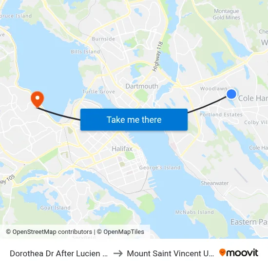 Dorothea Dr After Lucien Dr (6575) to Mount Saint Vincent University map