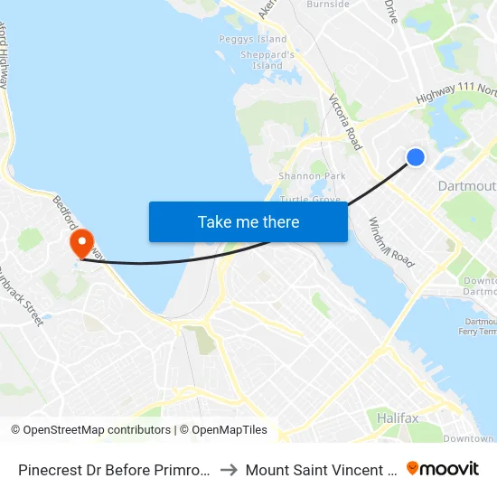 Pinecrest Dr Before Primrose St (7459) to Mount Saint Vincent University map