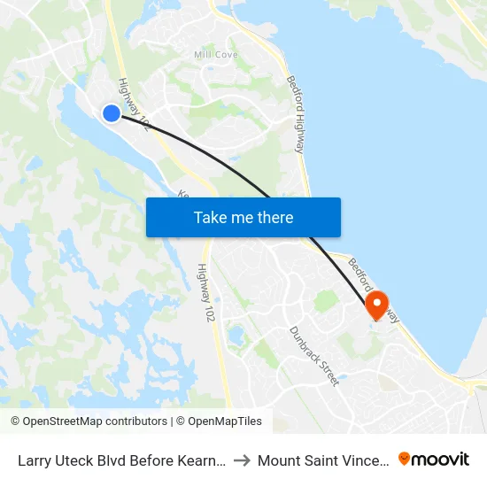 Larry Uteck Blvd Before Kearney Lake Rd (6365) to Mount Saint Vincent University map