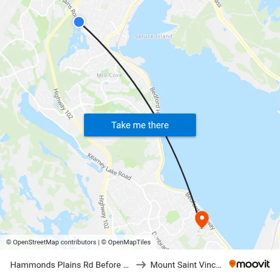 Hammonds Plains Rd Before Brookshire Ct (6818) to Mount Saint Vincent University map
