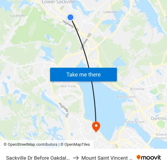 Sackville Dr Before Oakdale Dr (7323) to Mount Saint Vincent University map