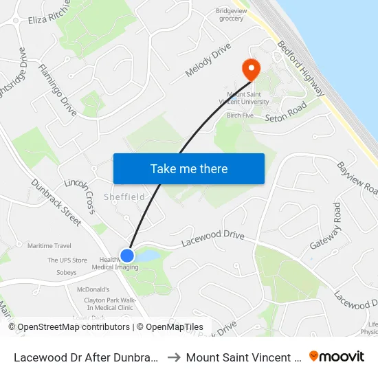 Lacewood Dr After Dunbrack St (7067) to Mount Saint Vincent University map