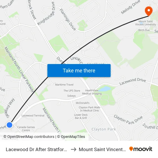 Lacewood Dr After Stratford Way (7064) to Mount Saint Vincent University map