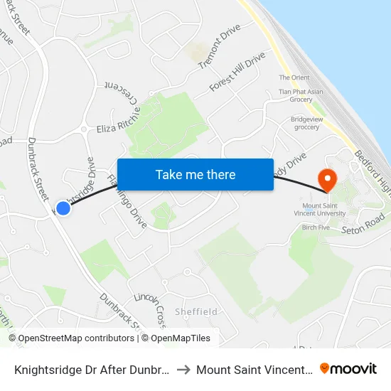 Knightsridge Dr After Dunbrack St (7060) to Mount Saint Vincent University map