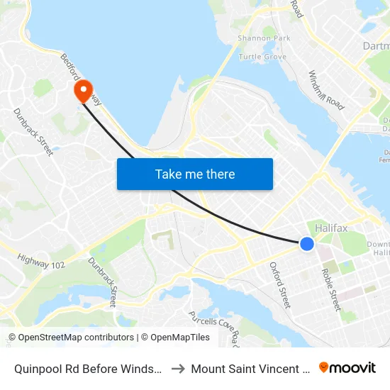 Quinpool Rd Before Windsor St (8150) to Mount Saint Vincent University map