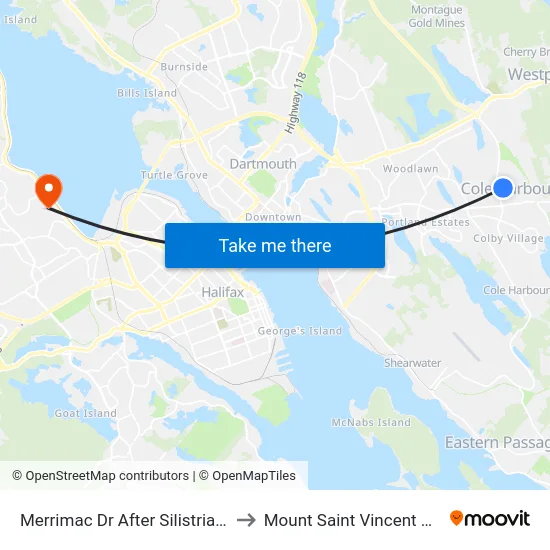 Merrimac Dr After Silistria Dr (7199) to Mount Saint Vincent University map