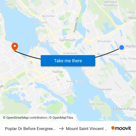Poplar Dr Before Evergreen Dr (8027) to Mount Saint Vincent University map