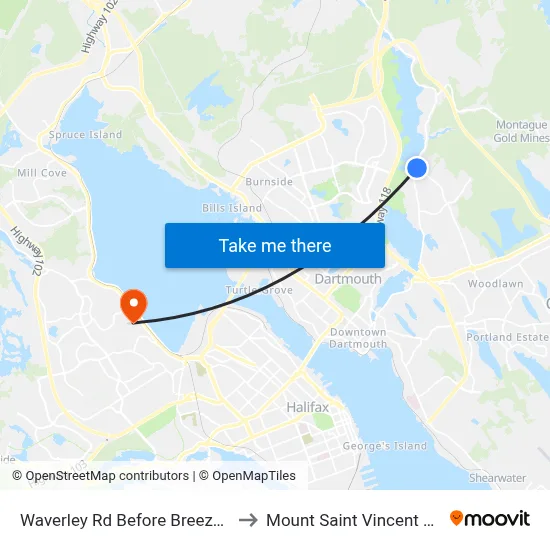 Waverley Rd Before Breeze Dr (8446) to Mount Saint Vincent University map
