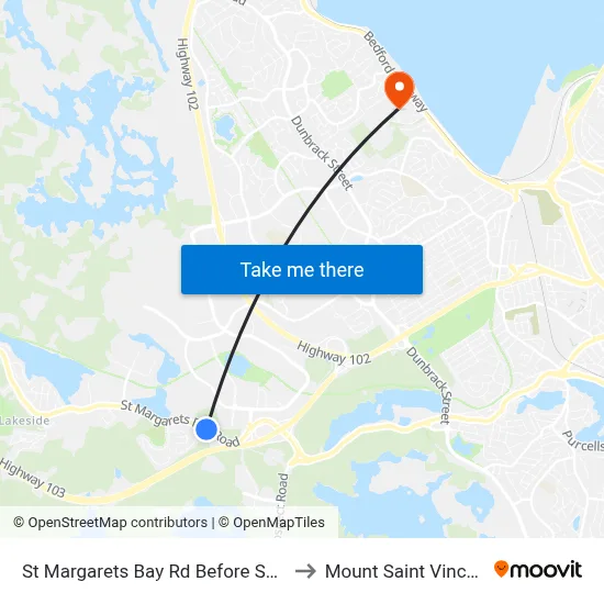 St Margarets Bay Rd Before Sheppards Run (6179) to Mount Saint Vincent University map