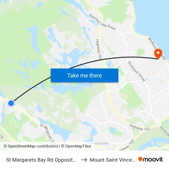 St Margarets Bay Rd Opposite Klefenz Ln (6173) to Mount Saint Vincent University map