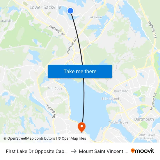 First Lake Dr Opposite Cabot Cr (6685) to Mount Saint Vincent University map