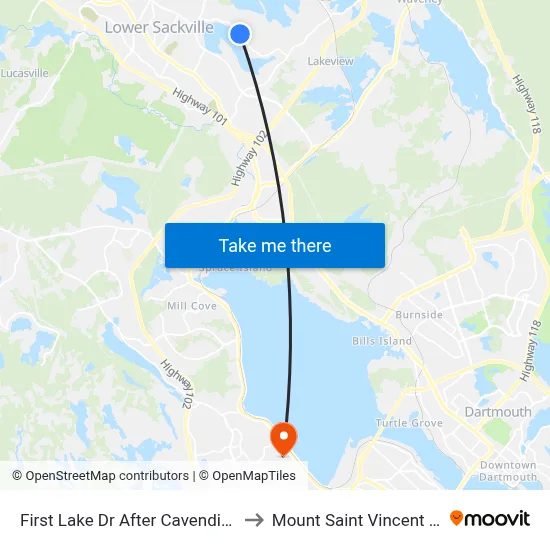 First Lake Dr After Cavendish Dr (6687) to Mount Saint Vincent University map