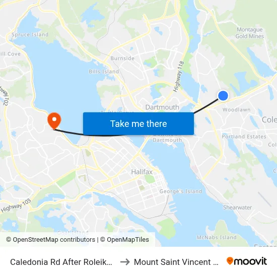 Caledonia Rd After Roleika Dr (6355) to Mount Saint Vincent University map