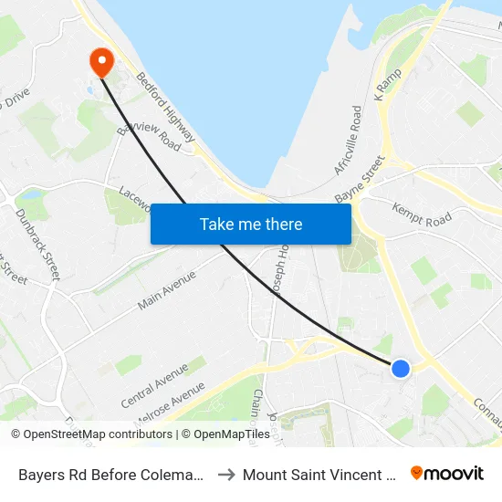 Bayers Rd Before Coleman Ct (6193) to Mount Saint Vincent University map
