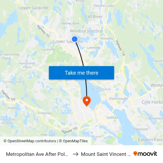 Metropolitan Ave After Polara Dr (7206) to Mount Saint Vincent University map