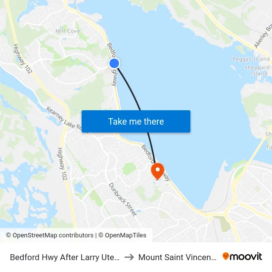 Bedford Hwy After Larry Uteck Blvd (6220) to Mount Saint Vincent University map