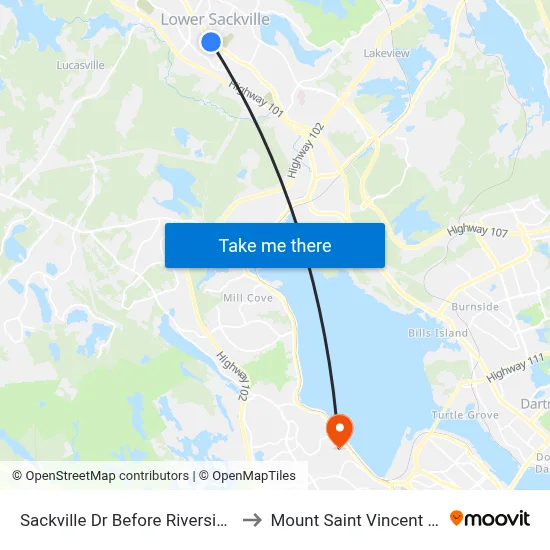 Sackville Dr Before Riverside Dr (7337) to Mount Saint Vincent University map