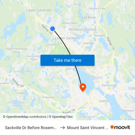 Sackville Dr Before Rosemary Dr (7334) to Mount Saint Vincent University map