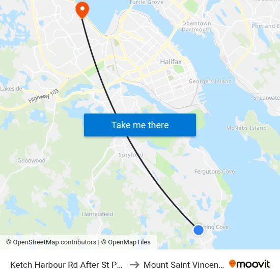 Ketch Harbour Rd After St Pauls Ave (7054) to Mount Saint Vincent University map
